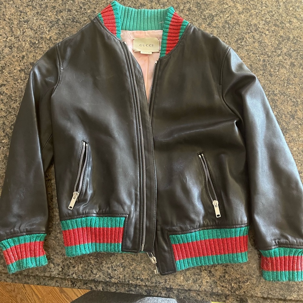 Gucci kids leather jacket
